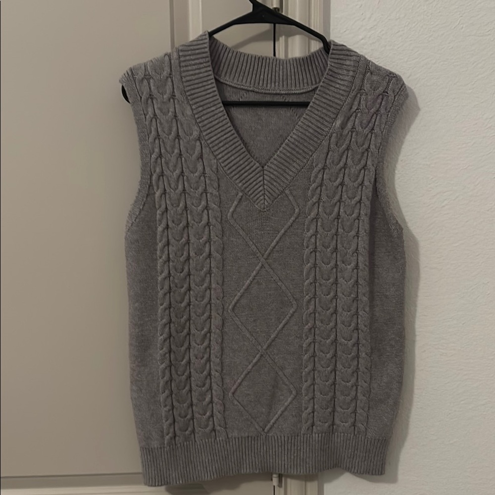 Classic Gray Cable Knit Vest